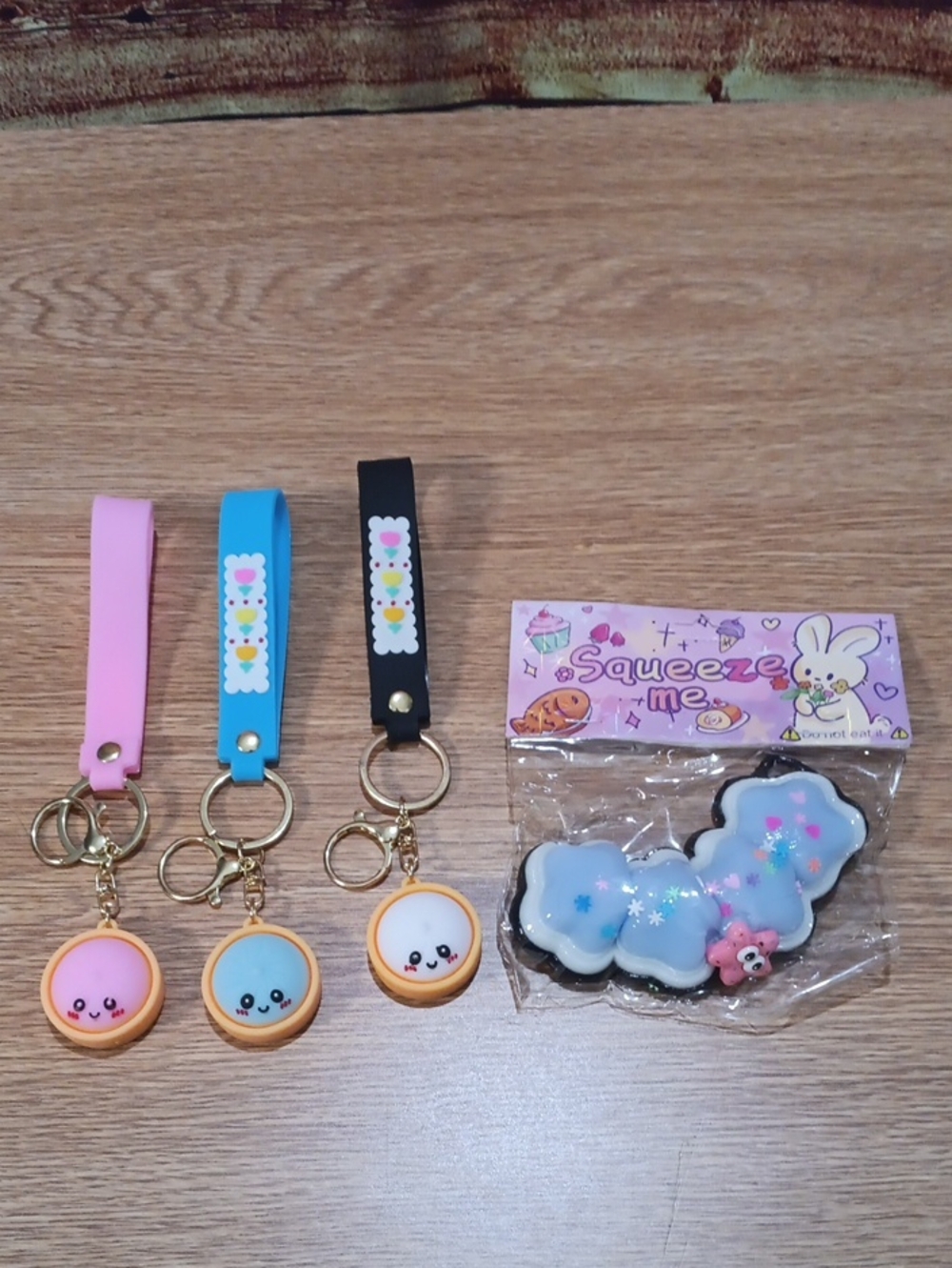 Squeeze Me Blue Cloud Squishy And Three Dumpling Keychains Bundle